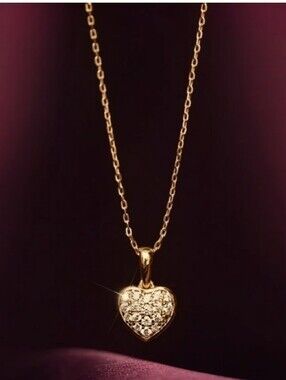 Gold Heart Pendant Necklace with Cubic Heart - Women Jewelry